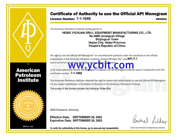 China Hebei Yichuan Drilling Equipment Manufacturing Co., Ltd Certificações